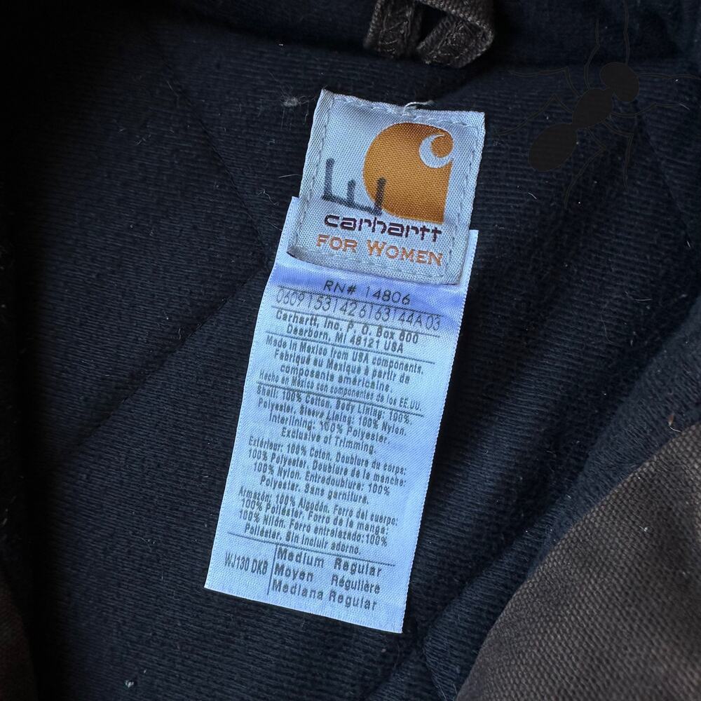 Vintage Y2K Carhartt WOMENS WJ130 DKB brown hooded work wear jacket - Picture 5 of 8